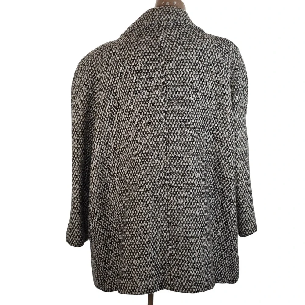 Vintage Roaman's Coat Womens 26‎ Gray Wool Check Tweed Length Overcoat Plus Size